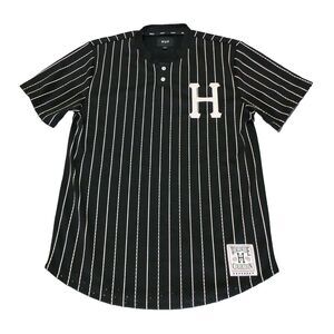 Huf Worldwide Collection Black And White Stripe Baseball‎ Jersey Men Size S